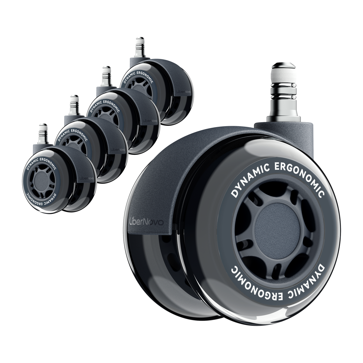 LiberNovo 7.5cm Dual Rubber Chair Wheels - Effortless Glide for Carpet & Hardwood Floors

