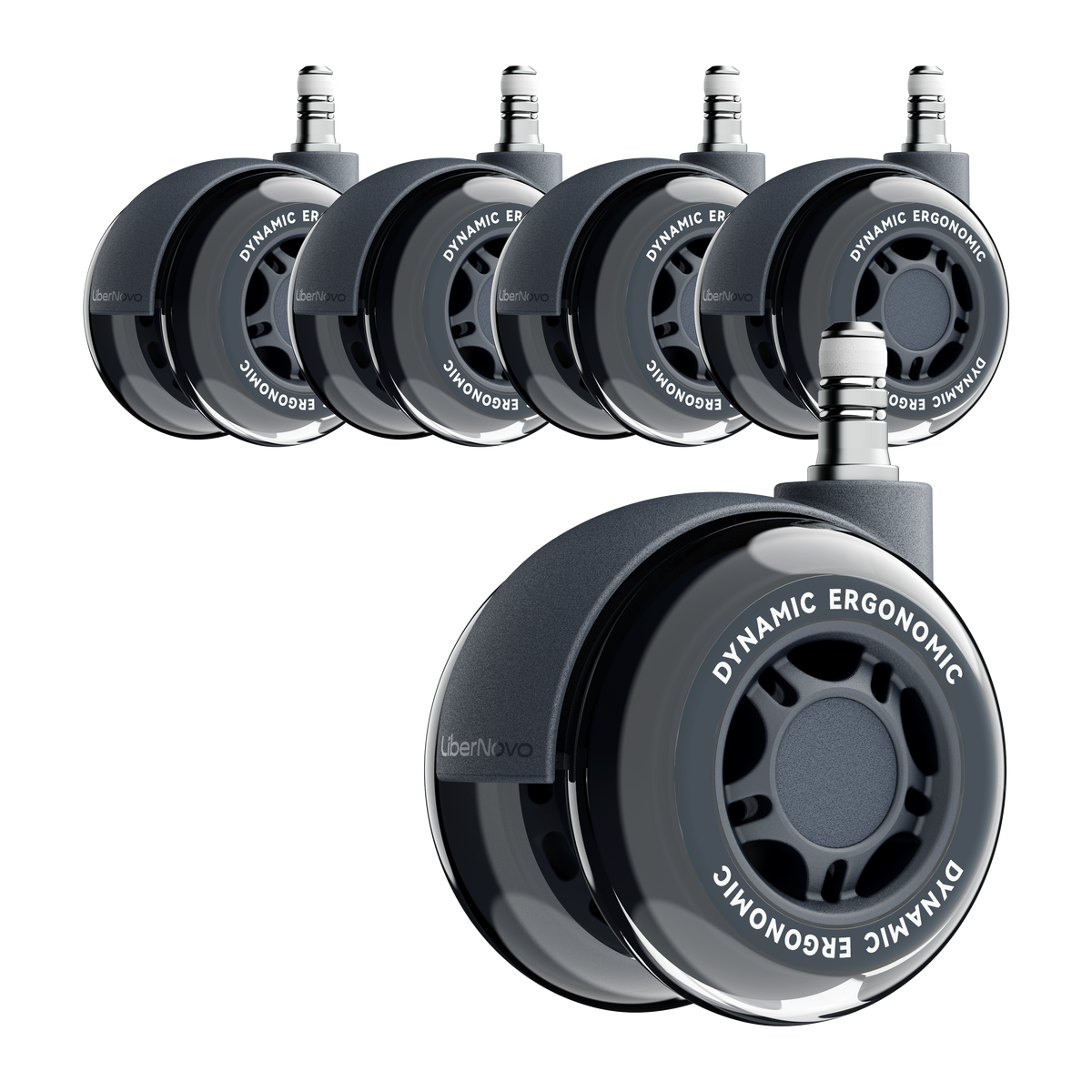 LiberNovo 7.5cm Dual Rubber Chair Wheels - Effortless Glide for Carpet & Hardwood Floors

