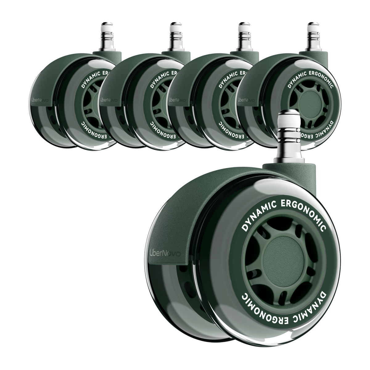 LiberNovo 7.5cm Dual Rubber Chair Wheels - Effortless Glide for Carpet & Hardwood Floors
