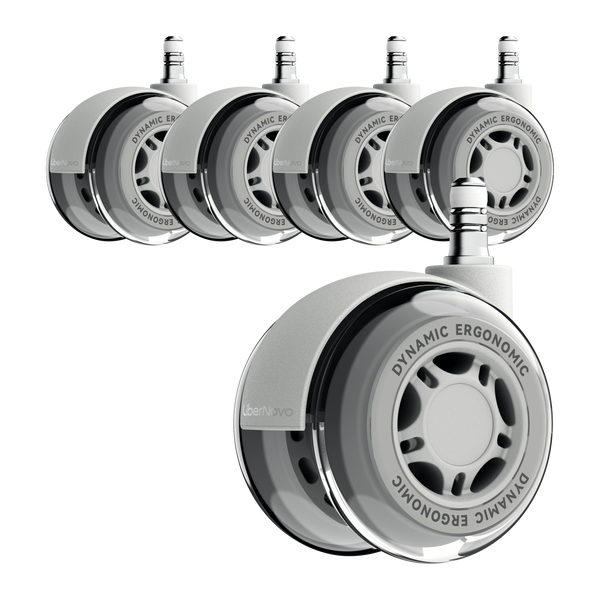 LiberNovo 7.5cm Dual Rubber Chair Wheels - Effortless Glide for Carpet & Hardwood Floors
